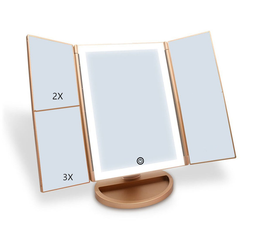 Tri-Fold Touch Screen Makeup Mirror