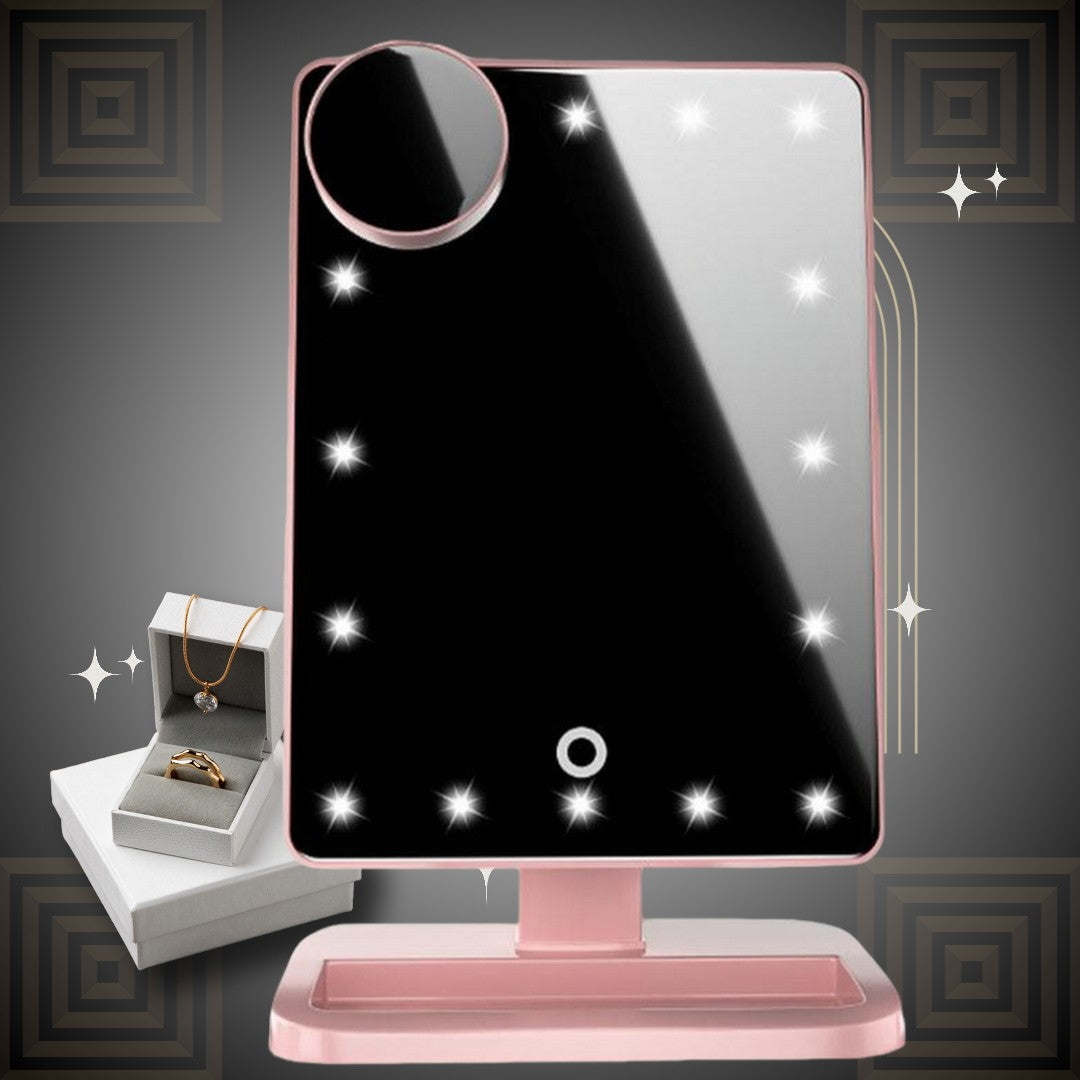 Touch Screen Makeup Mirror with 20 LED Light Bluetooth Music Speaker 10X Magnifying Mirrors Lights