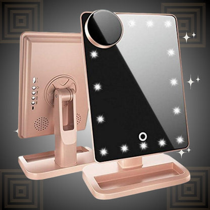 Touch Screen Makeup Mirror with 20 LED Light Bluetooth Music Speaker 10X Magnifying Mirrors Lights
