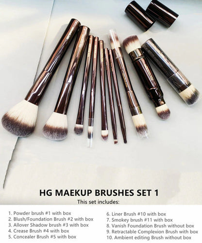 Luxury Taklon Makeup Brush Set, Metal Handle Brushes