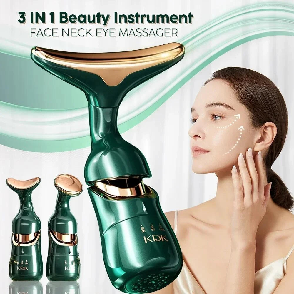 3 in 1 Facial Lifting Device Neck Facial Eye Massage, Tightening Wrinkle anti Aging Face Massager